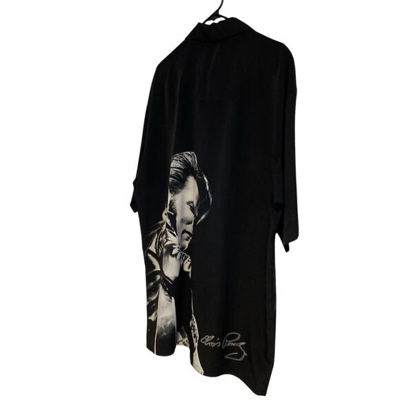 Dragonfly Clothing Elvis Presley The King Black Rocker Satin Button Up Size XL - Picture 4 of 16